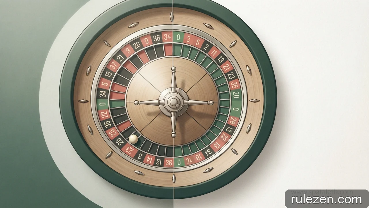 Minh họa: Cấu trúc bàn roulette và sự khác biệt cốt lõi giữa phiên bản châu Âu và Mỹ