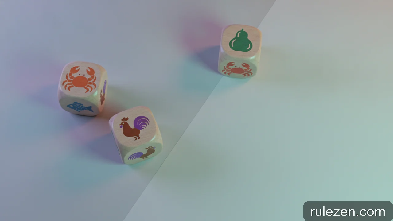 Minh họa: Hoo Hey How dice game: Giải thích các viên xúc xắc và mặt hiển thị