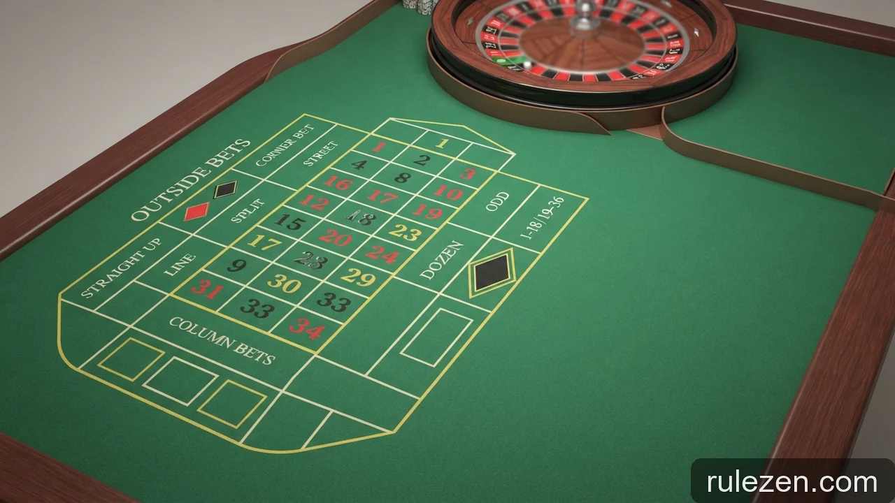 Minh họa: Thuật ngữ roulette cơ bản: Từ các loại cược trong đến cược ngoài