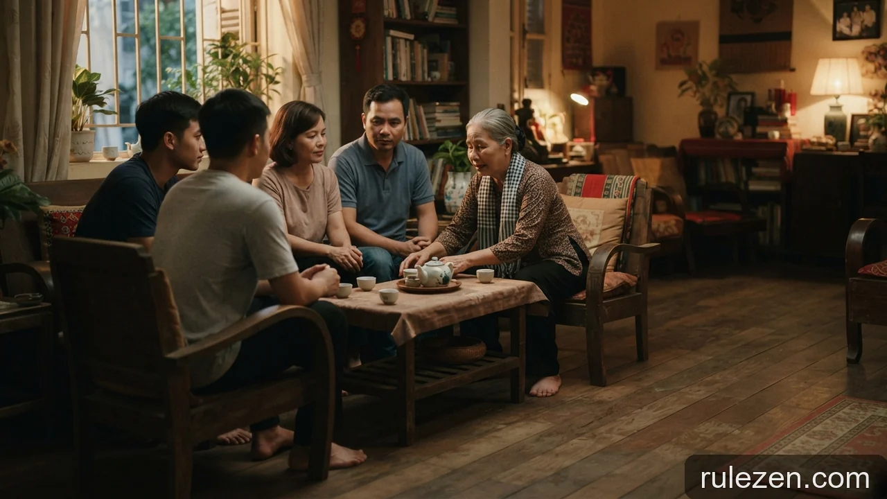 Minh họa: Vai trò của cộng đồng và gia đình trong việc hỗ trợ người gặp áp lực tài chính